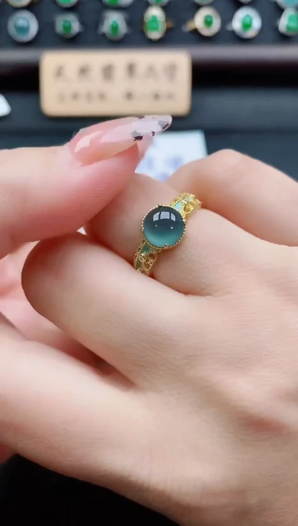 银S925镶嵌戒指翡翠1