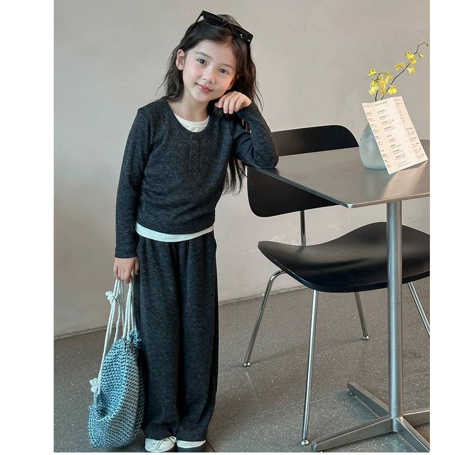 女童套装亲子款2025新款糯米绒两件套2