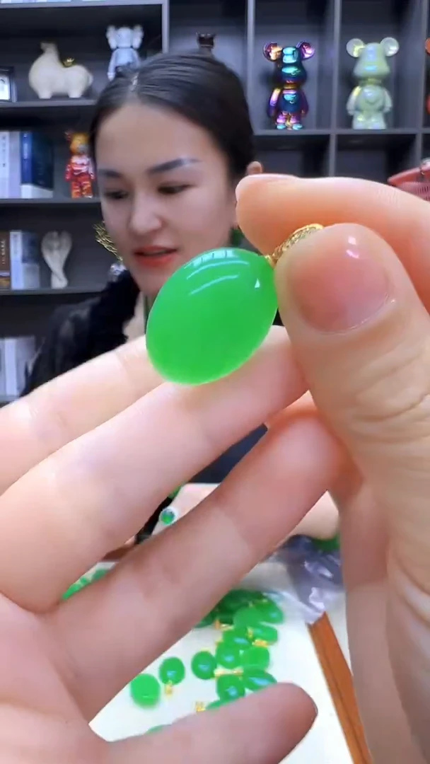 翡翠14K金镶嵌颈饰沉白diy劲饰