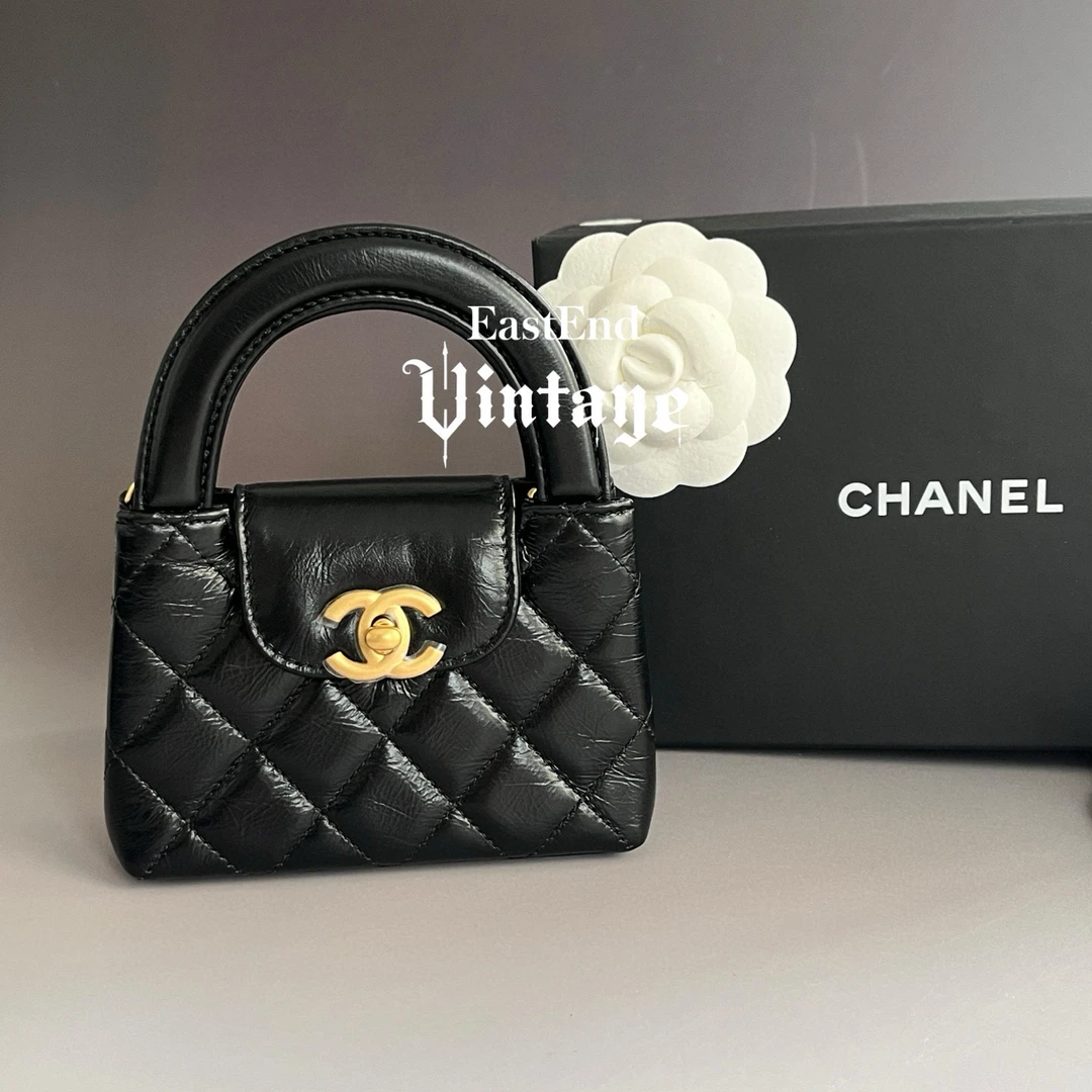 95新 Chanel/香奈儿 東区-23开黑金油蜡皮minikelly/50135