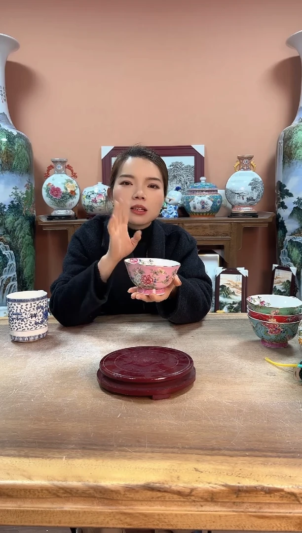 陶瓷一个碗粉色饭碗777