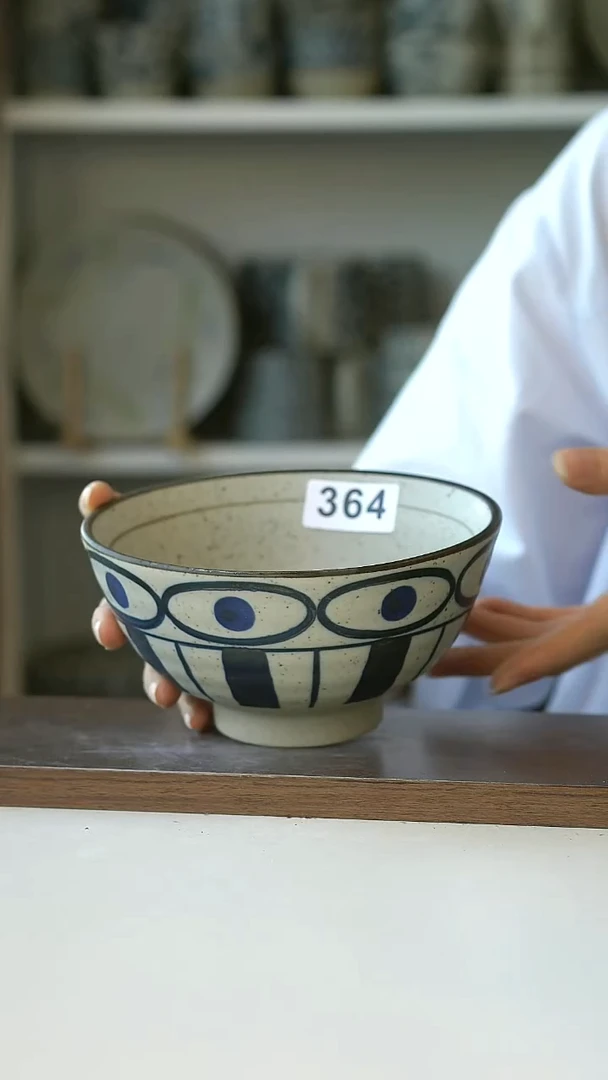 瑕疵364蓝线圈面碗16cm@4-2@