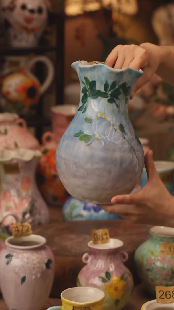 陶瓷377景德镇设计师手作花器摆件侘寂风