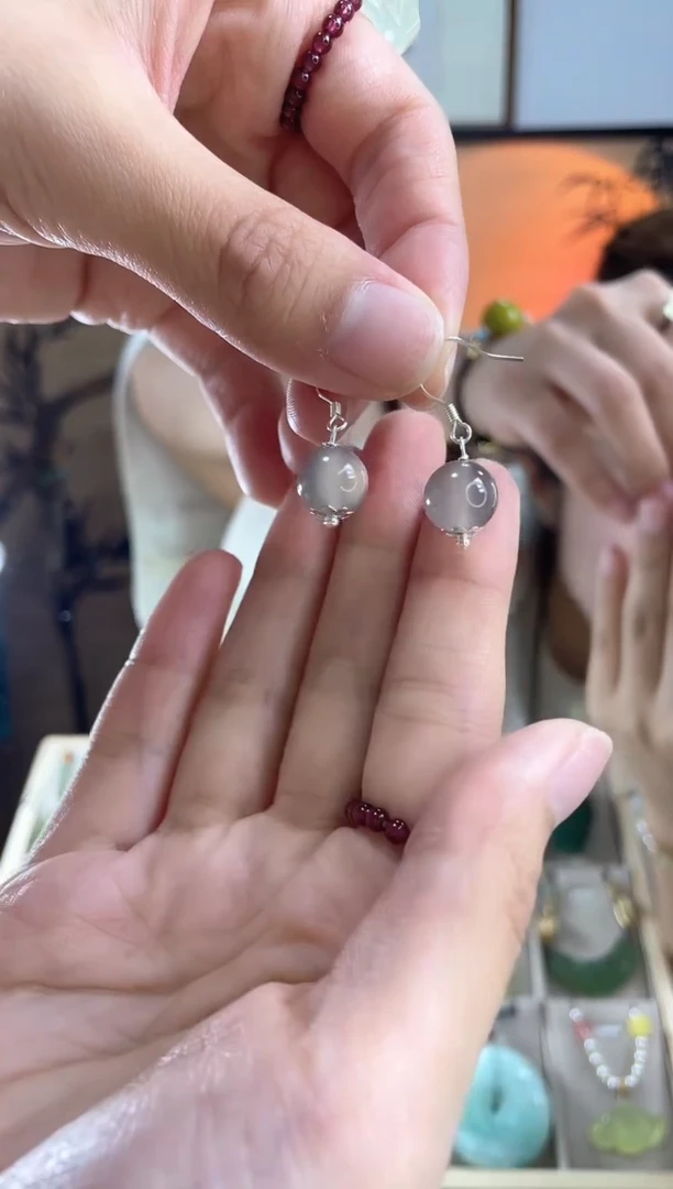 玛瑙/玉髓耳坠银S925镶嵌多样性发货其中发一