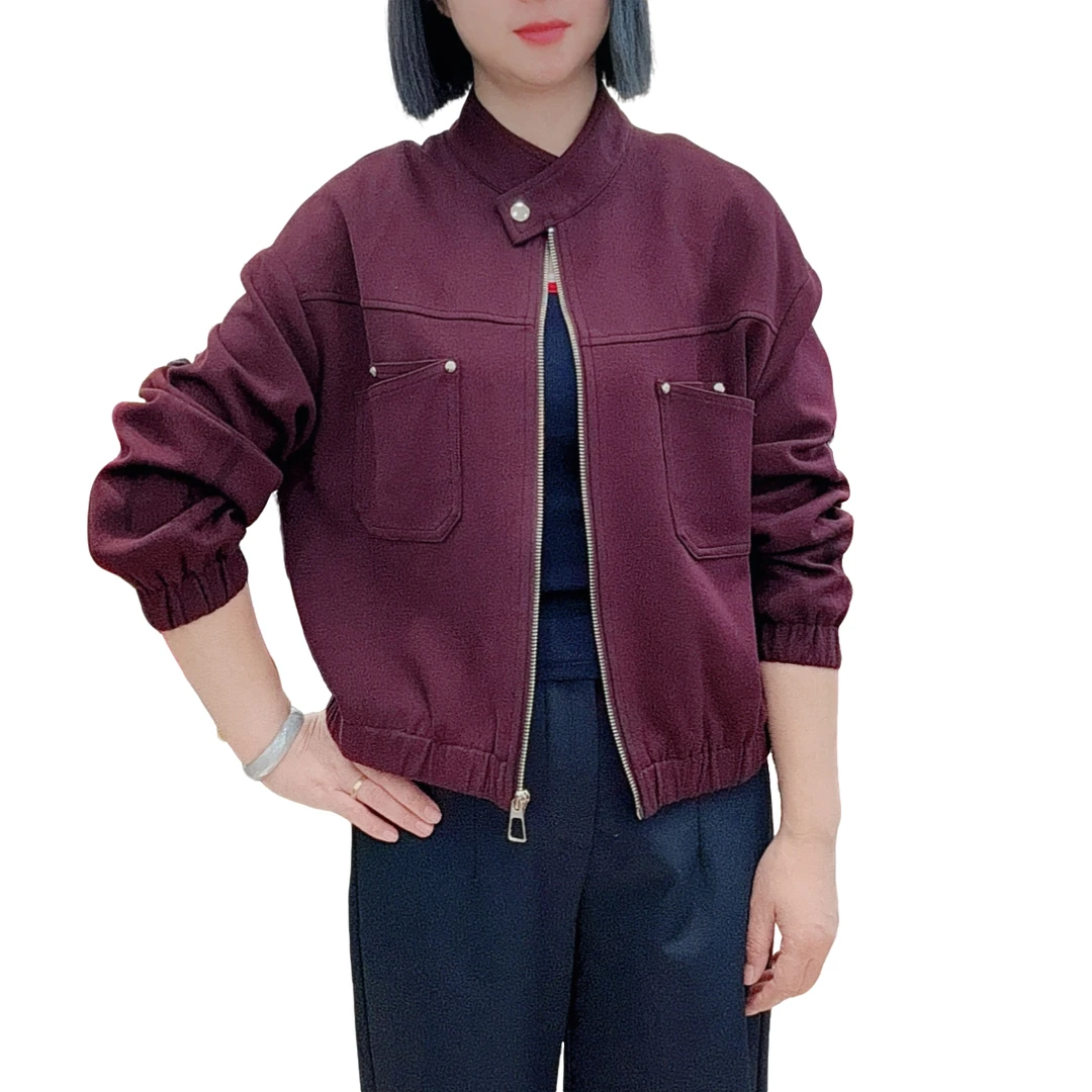 【洋玉服饰】秋季新款女士上衣长袖圆领短款时尚外套百搭