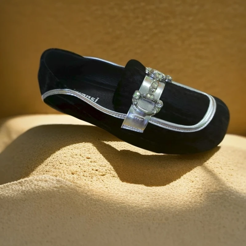 磨砂水钻日常平底拼色包头包头拖平底鞋欧若精灵风688-7