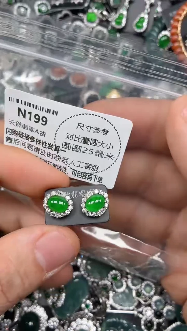 颈饰未镶嵌翡翠N199耳钉