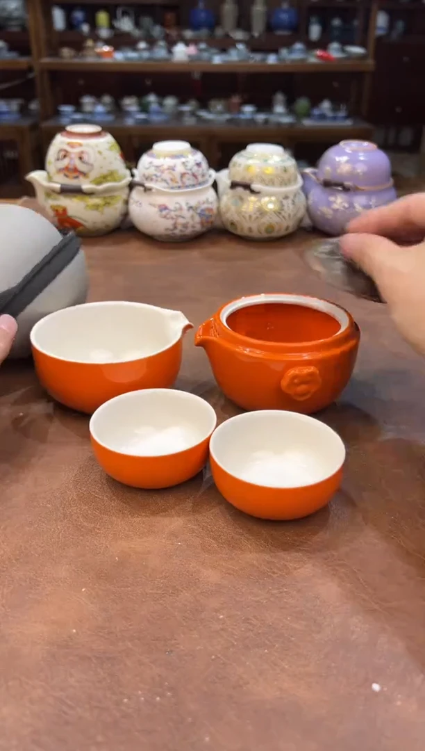 真的很便宜超好看会开片的旅行茶具