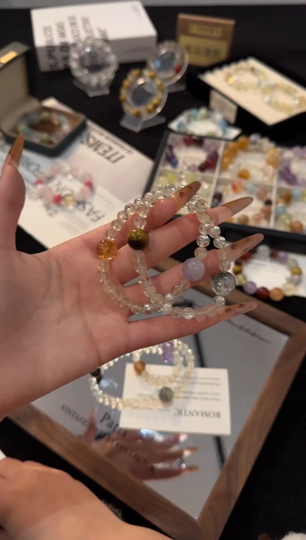 未镶嵌手链水晶黄水晶双圈x2252