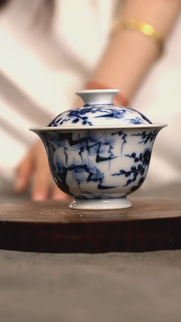 微瑕福利 现代瓷 柴 松竹梅高足130c