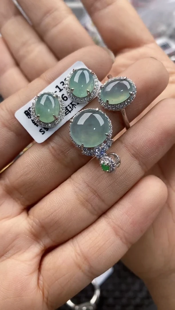 银S925镶嵌戒指翡翠555----1