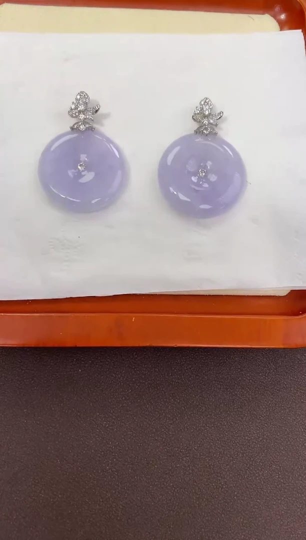 翡翠银S925镶嵌颈饰天然缅甸a货淡紫扣有棉感多样性发其一