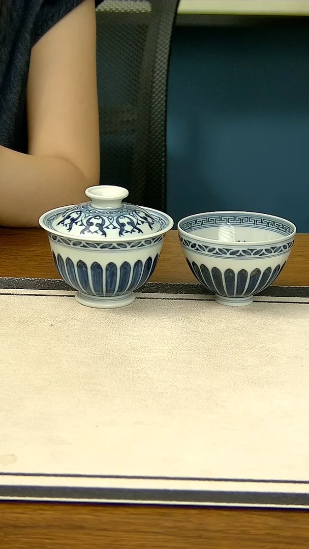 寂*仿明菊瓣宝相两件套（柴窑）