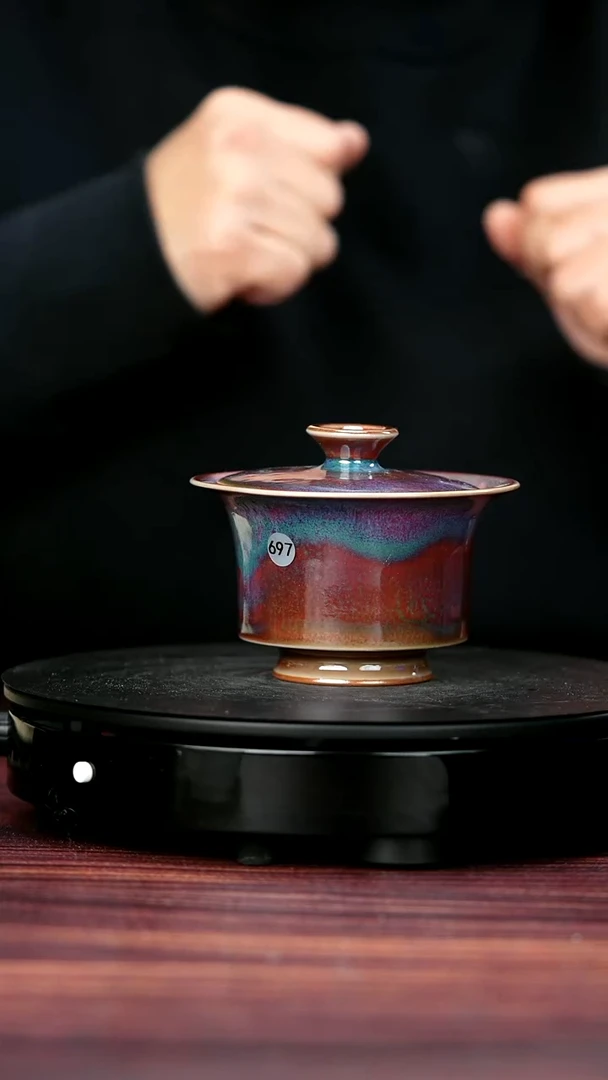 壶瓷697#李盼龙一级品原矿钧瓷盖碗