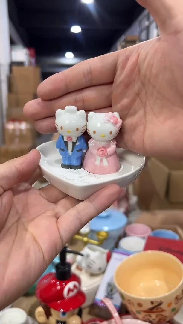 瓷片原盒kt猫戒指首饰盘