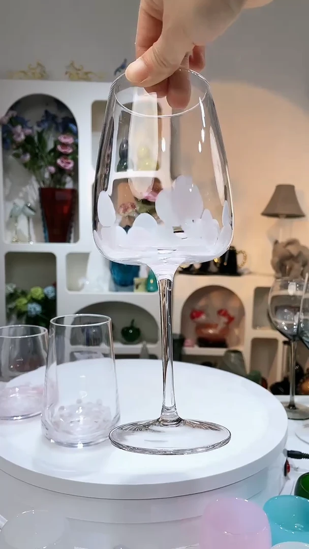 【闪购商品】水晶玻璃2只粉白红酒杯原色不是喷色