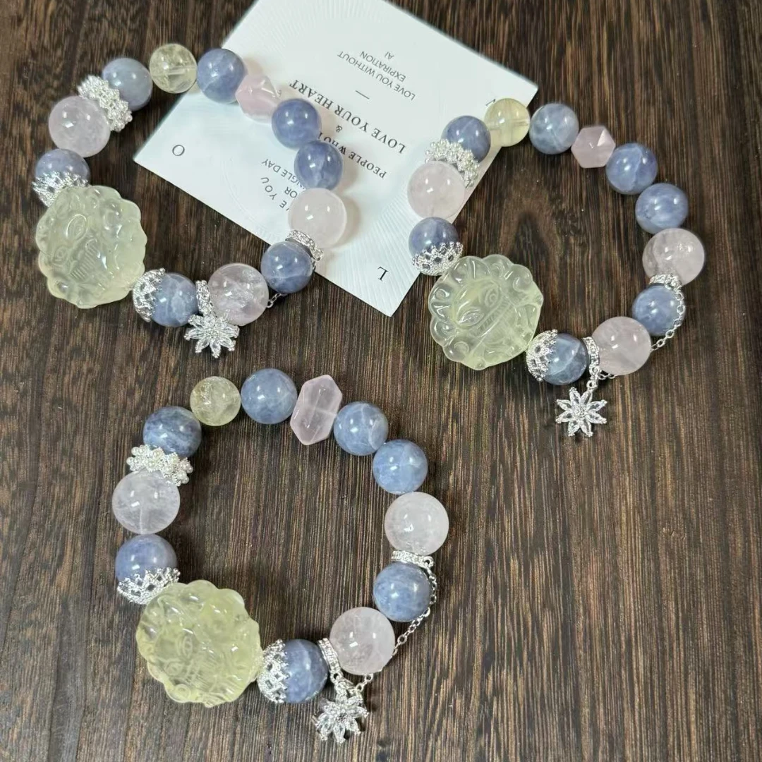 堇青石x粉水晶x柠檬晶 天然水晶 多样性发其一 礼盒装 F148