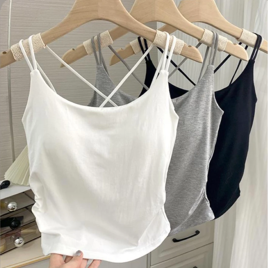 莫代尔棉性感细带交叉美背