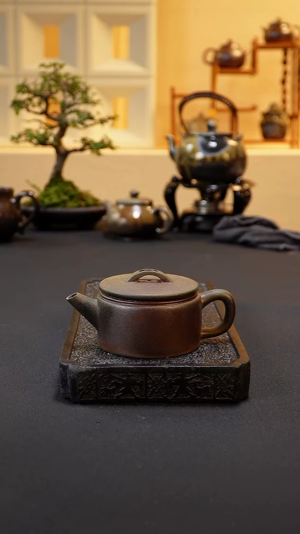 茶壶紫砂黑*纯自然柴烧