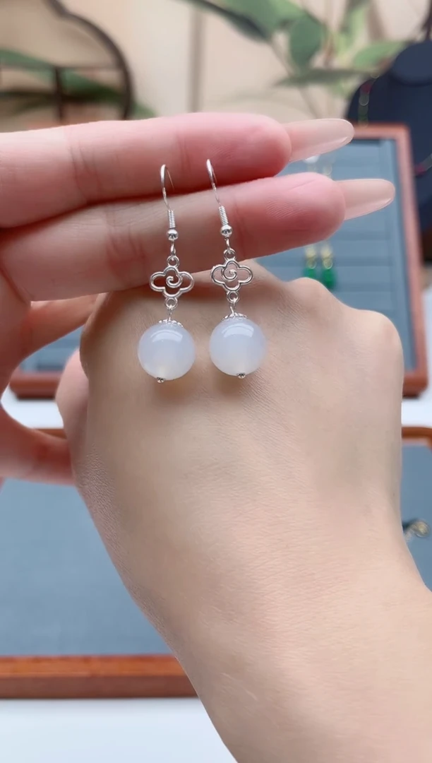 【闪购商品】玛瑙/玉髓耳饰银S925镶嵌630