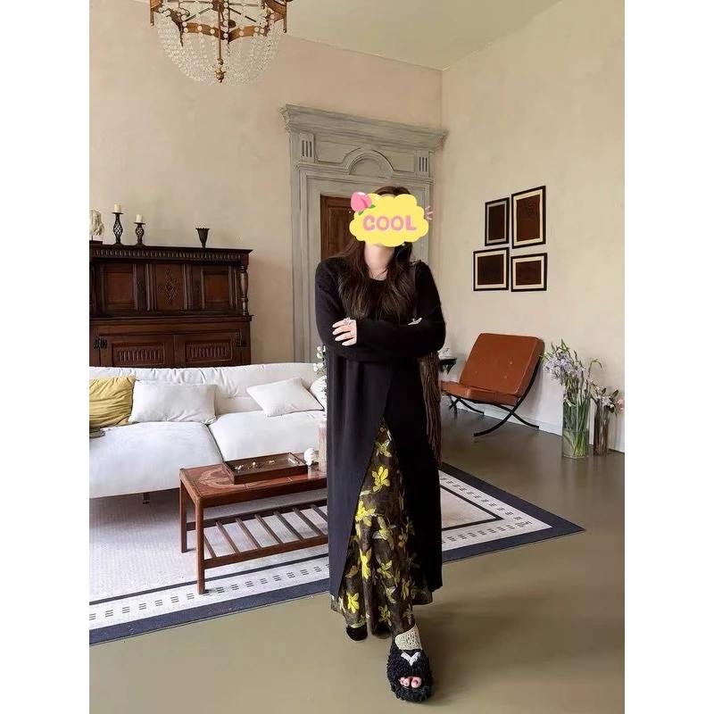 大码时尚不规则长袖气质花色半身裙套装99601#