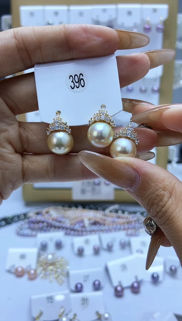 银S925镶嵌耳饰淡水珍珠396套装