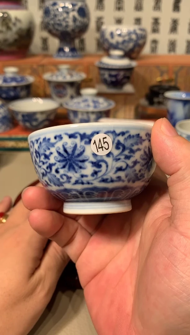 杯145青花缠枝花卉杯wl109