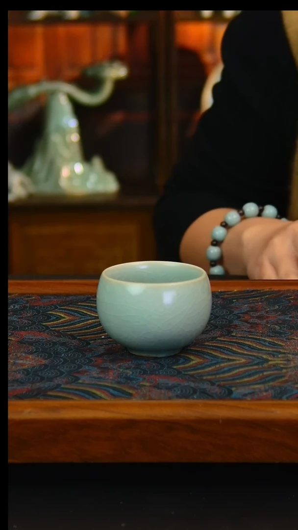 瓷片仿古釉小龙蛋杯，全品