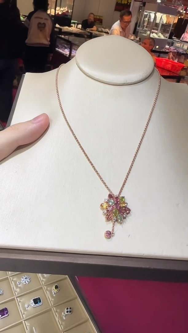 颈饰银S925镶嵌碧玺多样性发设计款