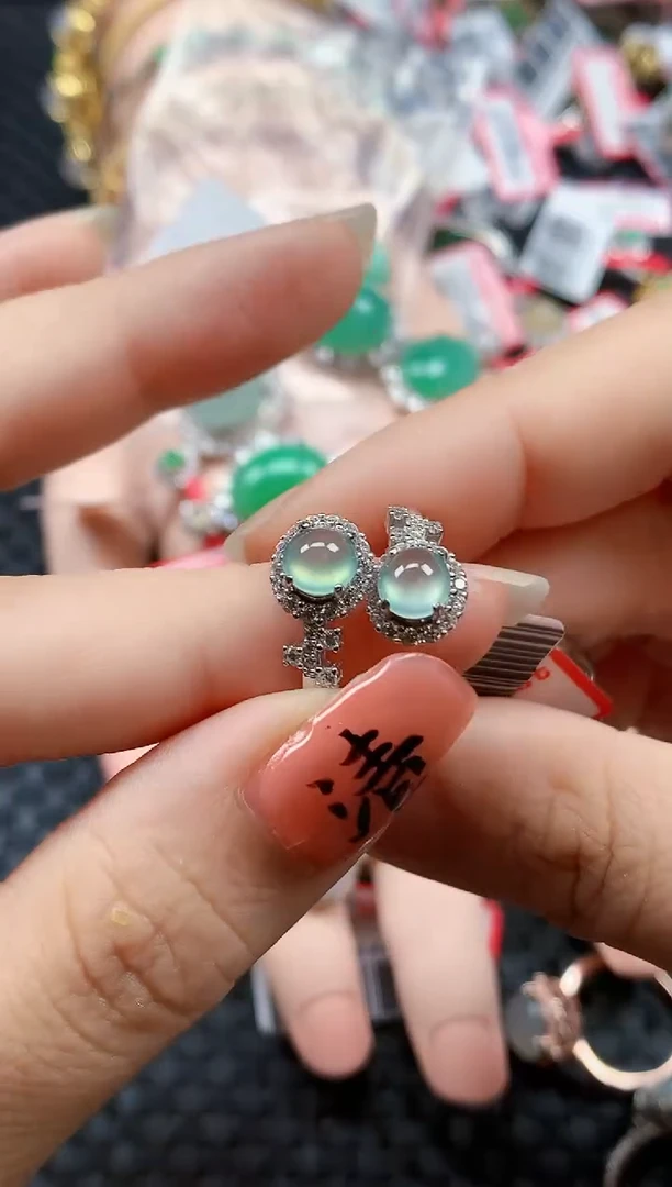 银S925镶嵌戒指翡翠天然A货缅甸翡翠