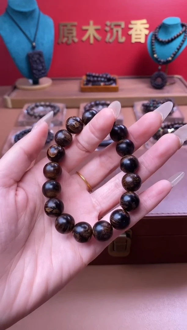 【闪购商品】沉香手串Y沉水越南芽庄白棋楠瘿子留疤12单圈