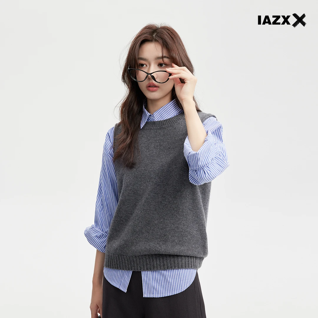 IAZXX「 雁归 」两面穿羊绒羊毛羊绒背心时尚通勤宽松百搭秋冬无袖