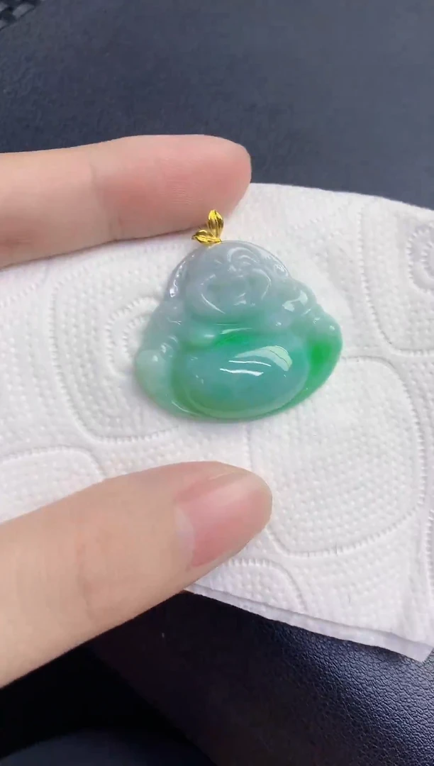 颈饰18K金镶嵌翡翠天然翡翠缅甸A货