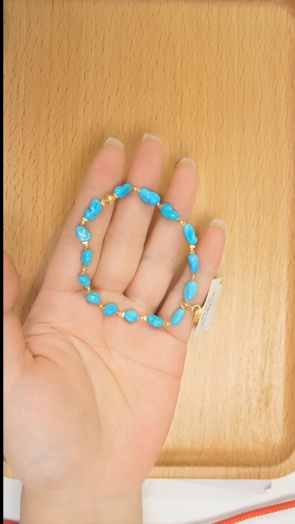 银S925镀金镶嵌绿松石手串发货一件