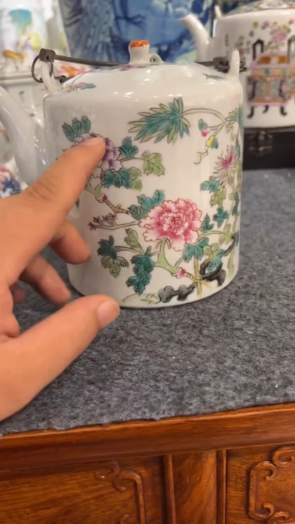 摆件瓷摆件瓷摆件四季花卉大水壶