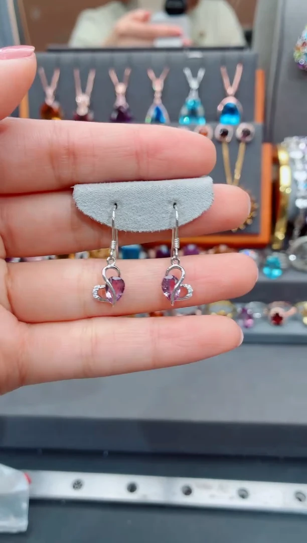 银S925镶嵌耳饰水晶水晶耳饰