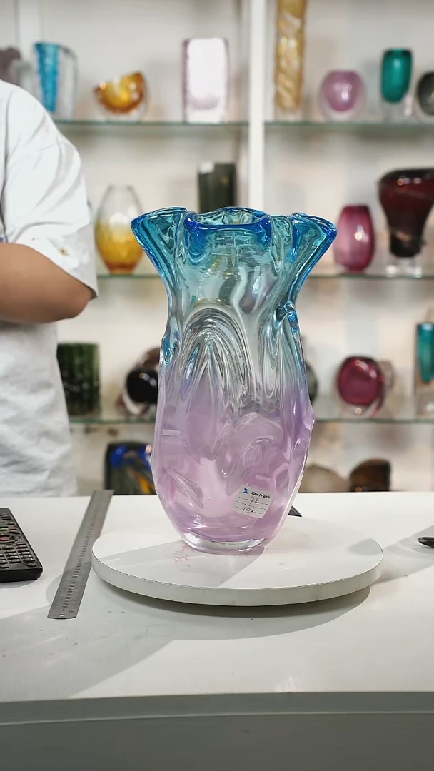 32高轻奢琉璃花器正常手工痕迹