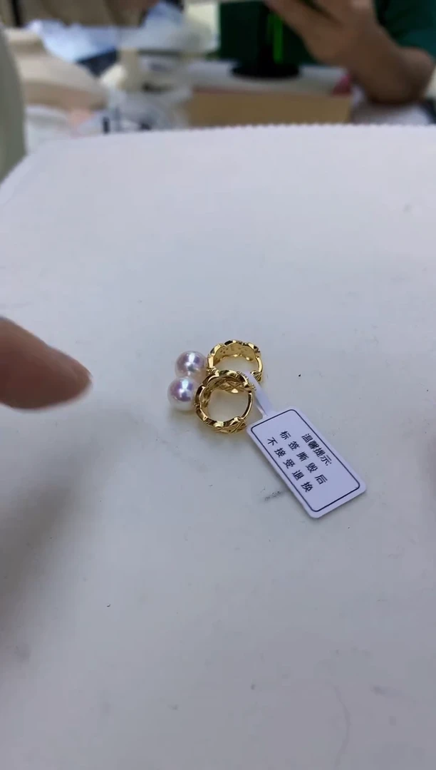 银S925镶嵌饰品海水珍珠小香风耳扣