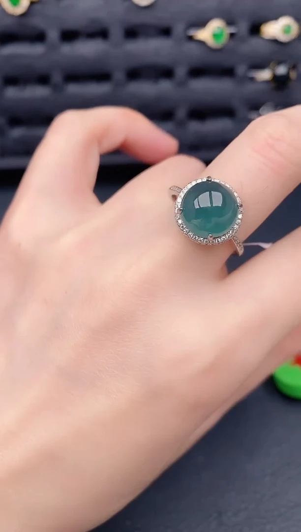银S925镶嵌戒指翡翠天然a货翡翠188