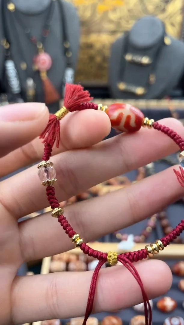 【闪购商品】玛瑙/玉髓颈饰未镶嵌高品红肉贵人手编绳