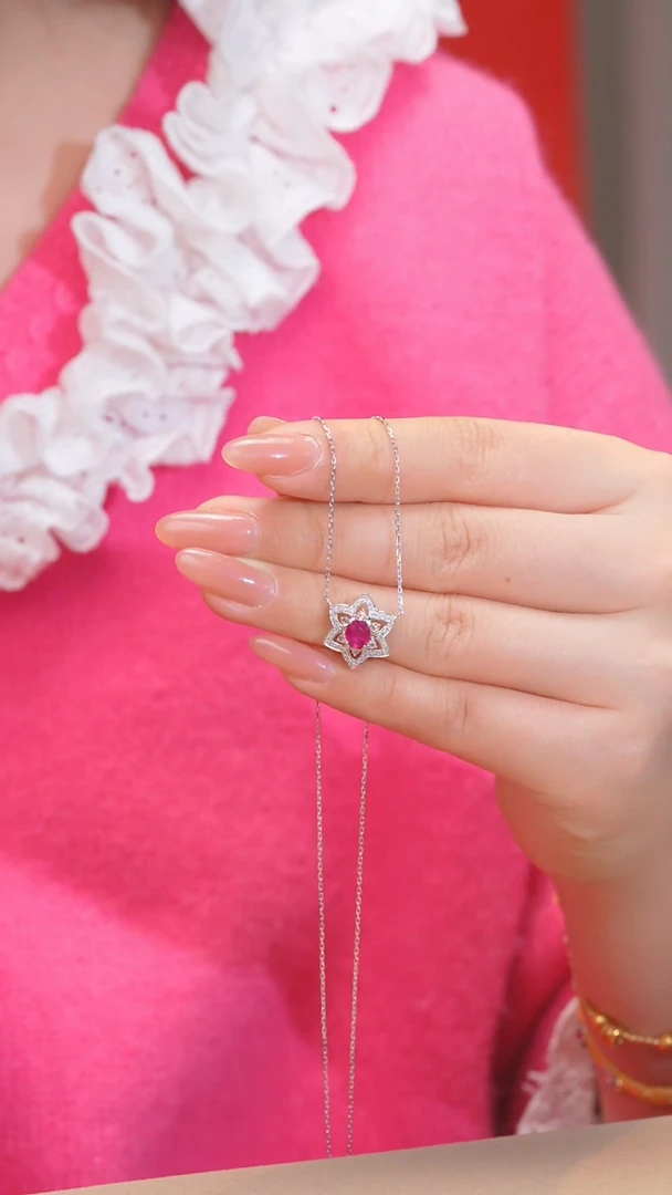 【闪购商品】红宝石项链18K金镶嵌（0.8ct）@@U9636