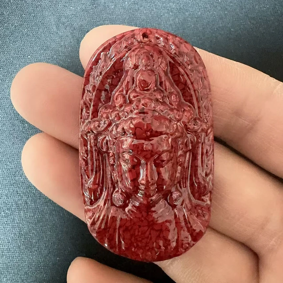 含辰砂工艺品晶体砂-观音吊坠经典款（烫金工艺）