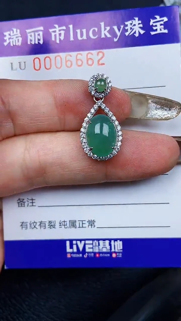 颈饰银S925镶嵌翡翠6662