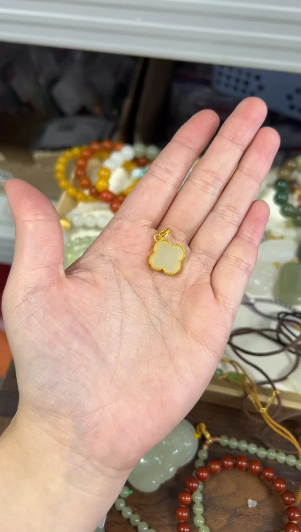 项链未镶嵌和田玉和田玉晴水花朵镶嵌款吊坠[2676]