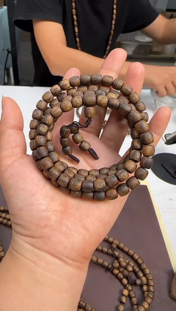 手串沉香99沉香港虎斑天然奇楠沉香直纹鼓珠7mm多样性发1