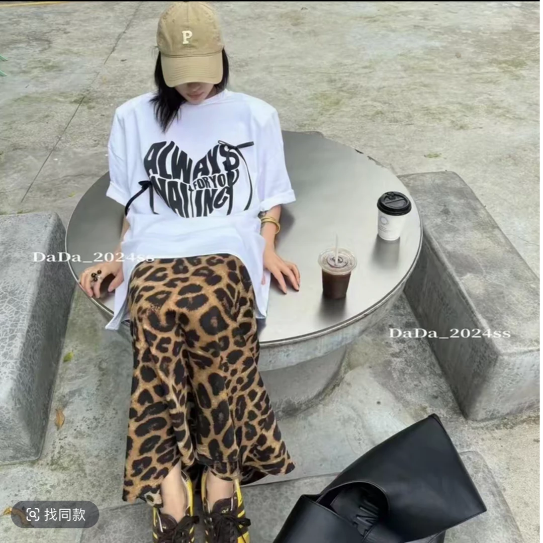 高级感豹纹气质半身裙女2025年夏季爆款时尚名媛风垂感鱼尾裙长裙