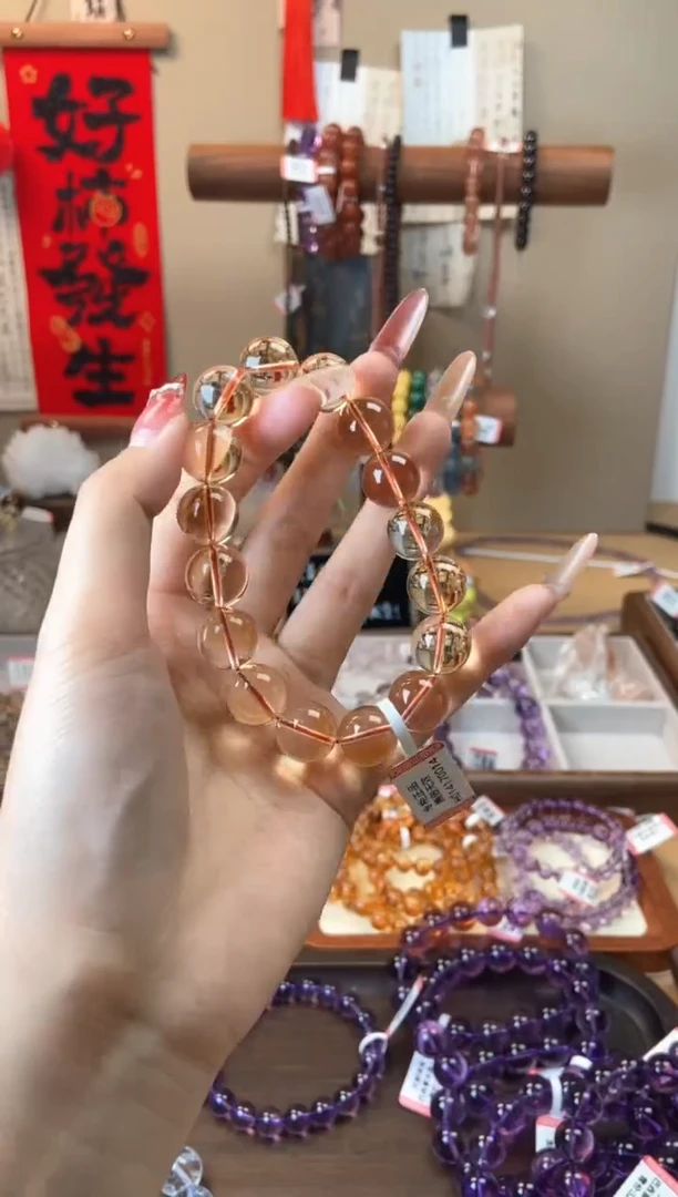 【闪购商品】水晶手链未镶嵌巴西暴力黄水晶14mm