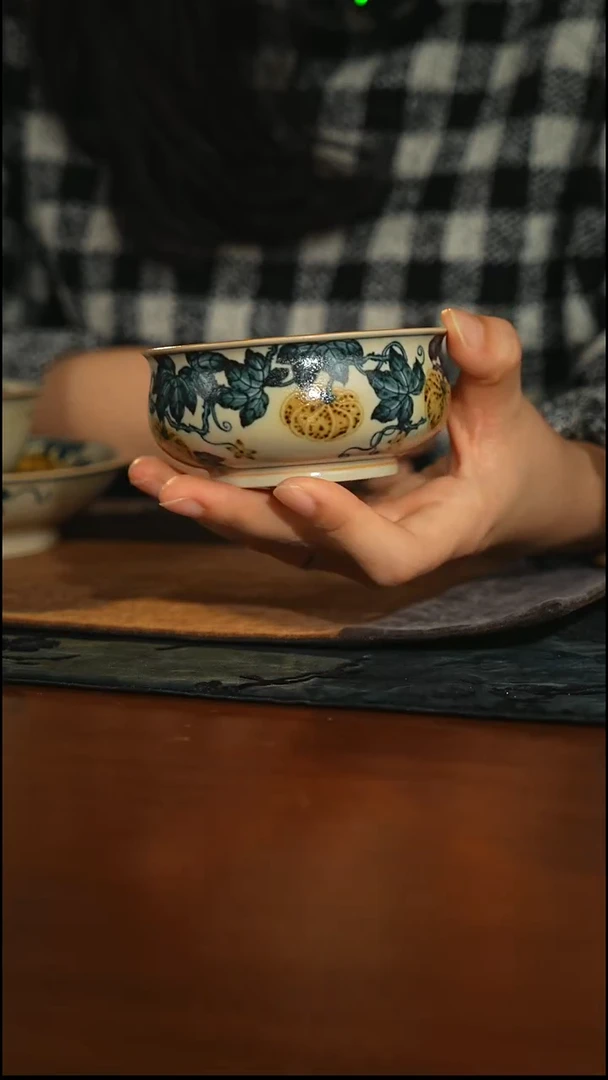 瓷片一生一物南瓜卢氏杯