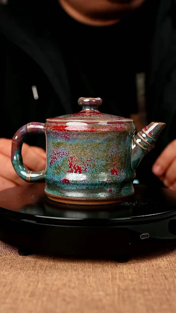 【闪购商品】206#省工一级品原矿钧瓷炉钧釉竹节壶