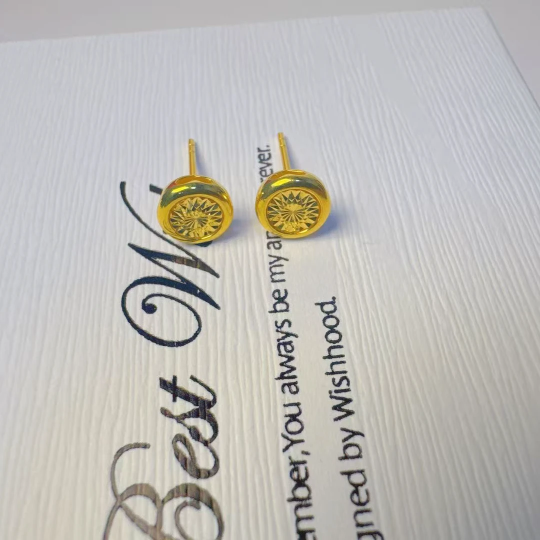 PT950铂金黄耳饰  简约轻奢直针耳钉 约卡7.3mm S 11927